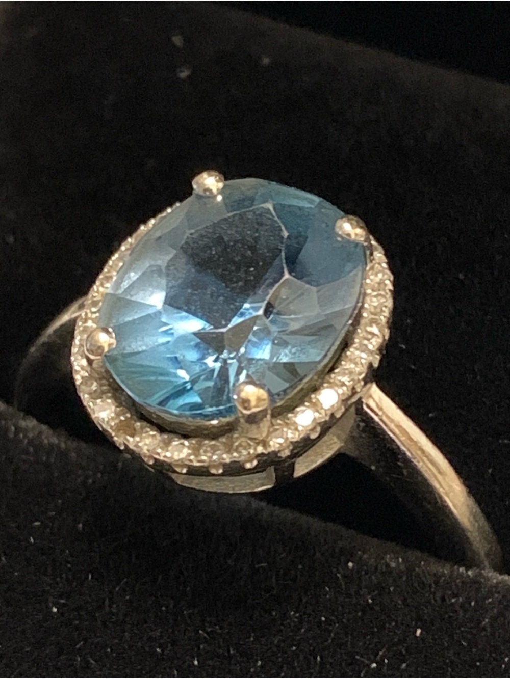 Topaz and diamonds Halo Ring size 6– SHIPS TOMORROW